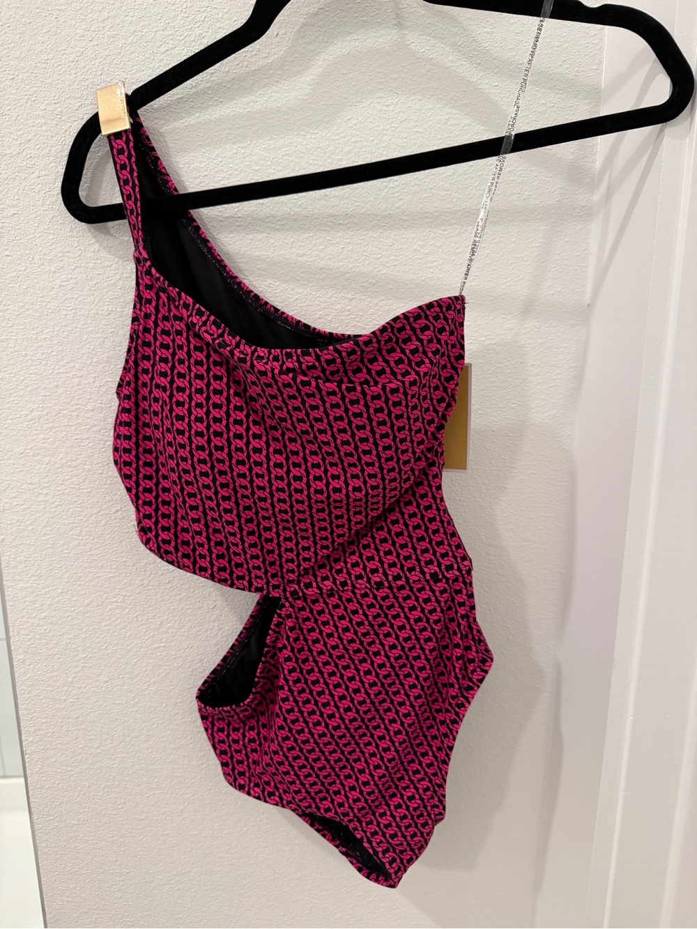 One-Shoulder Pink Patterned Women’s Swimsuit
